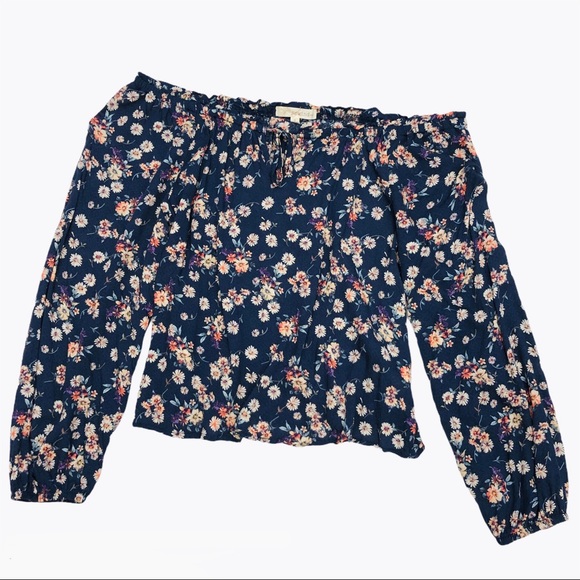 Rewind Tops Rewind Off The Shoulder Long Sleeve Floral Blouse